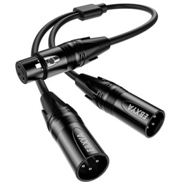 EBXYA XLR Cable 1.5ft - Premium Balanced 2 Male to Female 3-Pin Y Splitter XLR Cable, Black