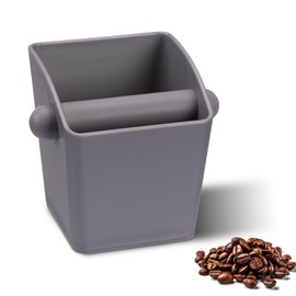 HOMEE Espresso Knock Box,Large Capacity & Non-Slip Base Rectangular Coffee Knock Box,Coffee Grounds Container with Removable Knock Bar,Espresso Accessories for Coffee Bar Kitchen Counter,Grey