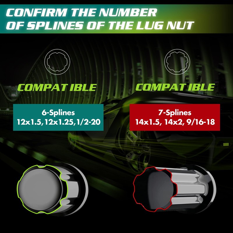 AUTOPTIM 6 & 7 Spline Lug Nut Socket Key, Aftermarket