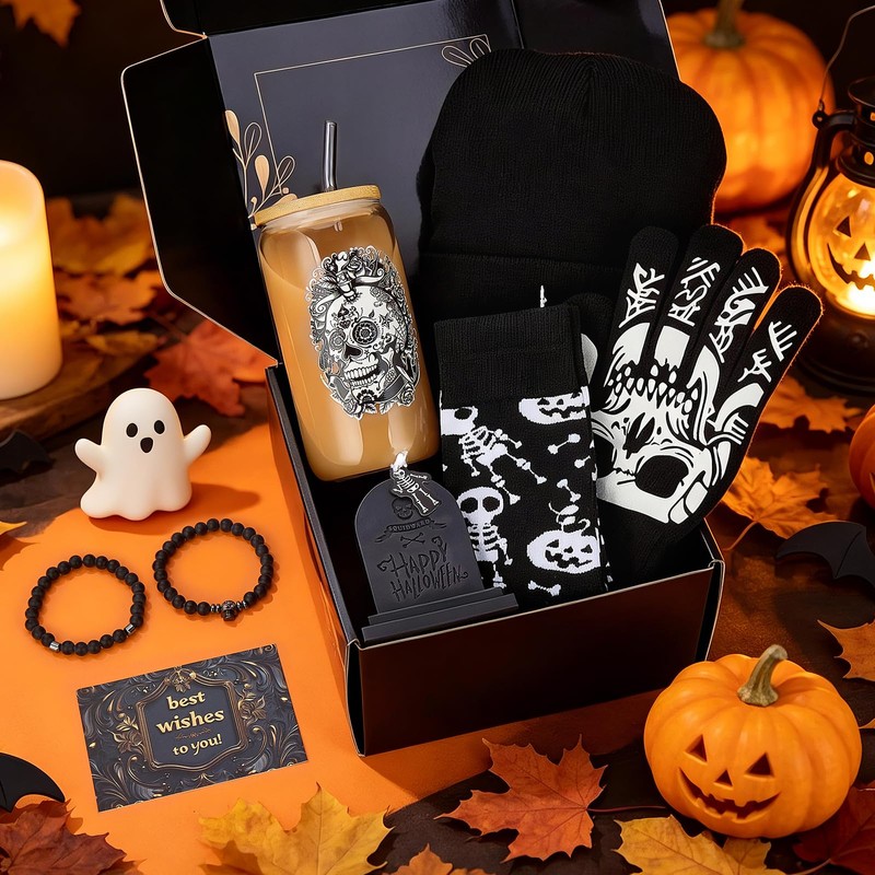 Halloween Gifts Basket for Men Spooky Skull Basket Stuffers Ideas