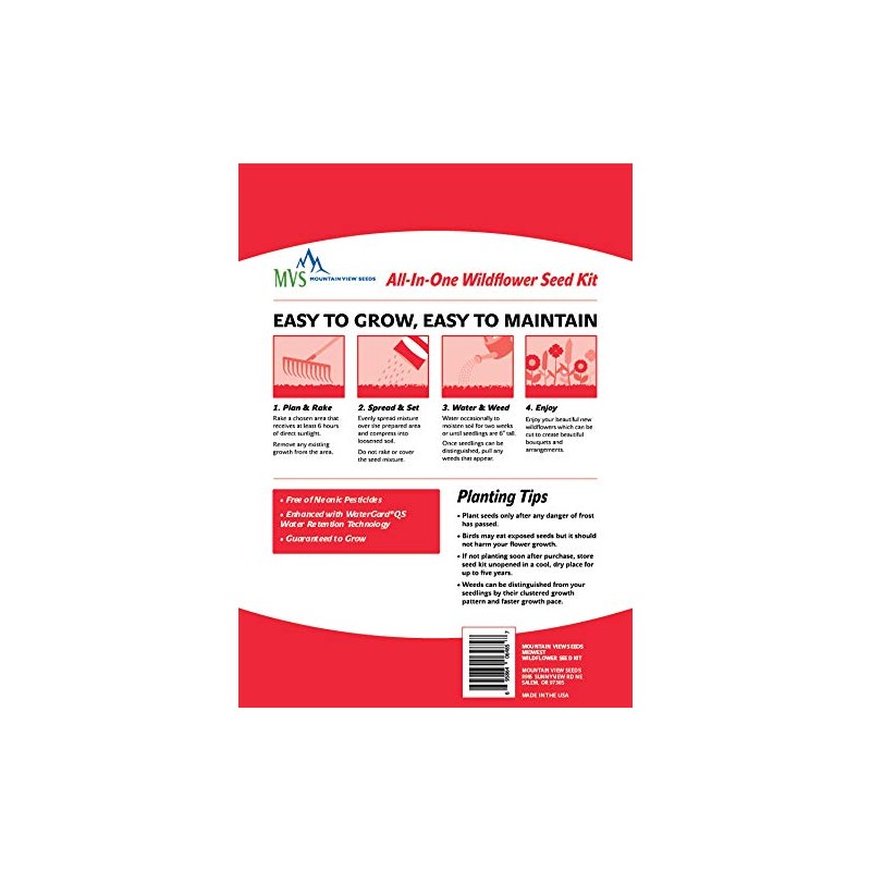 Mountain View Seeds 106485 Midwest Wildflower Grass Seed, 2-Pound