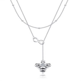 YFN Women's Bee Necklace, 925 Silver, Bee Pendant, Accessories, Goods, Gift for Her