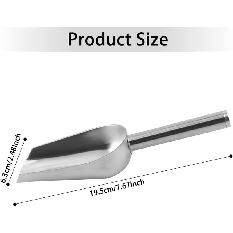 2 Pack Stainless Steel Ice Scoop with Long Handle, 6