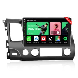 Car Stereo Radio for Honda Civic 2006 2007 2008 2009 2010 2011 with Wireless Carplay & Android Auto,10.1 Inch 1080P Touch Screen for Civic Car Radio with Bluetooth GPS Navigation WiFi SWC