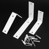 Pack of 2 Shelf Brackets, White, Metal Angle 90 Degrees,