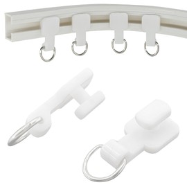 100 PCS White Curtain Track Rollers – Side-Mounted Plastic Curtain Gliders with Hooks