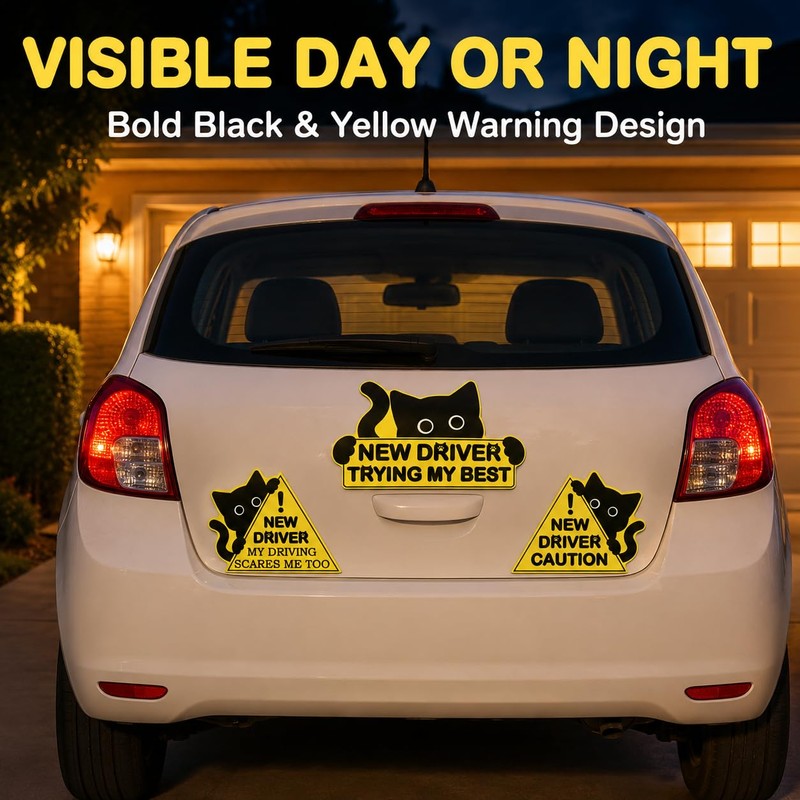 3PCS Cat Student Driver Magnet, Please Be Patient Car Signs