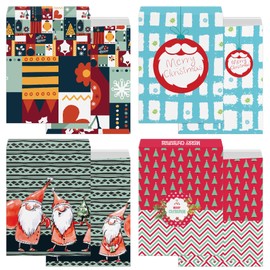 easykart labels Christmas Gift Wrapping Envelopes, 12Pcs Holiday Wrapping Gift Bag 4 Colorful Designs, Large Jumbo Size 16.5 x21.5 Inch