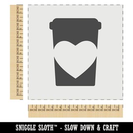 Coffee Cup Carafe with Heart Wall Cookie DIY Craft Reusable Stencil - 11.5 Inch