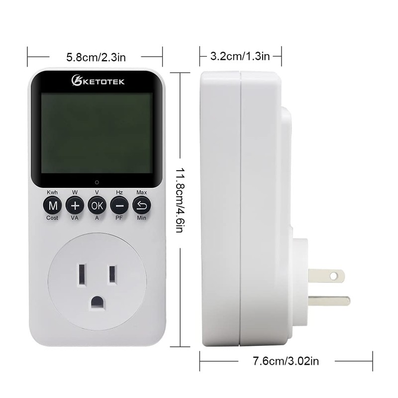 KETOTEK Electricity Usage Monitor Plug Digital Watt Meter Electrical Power