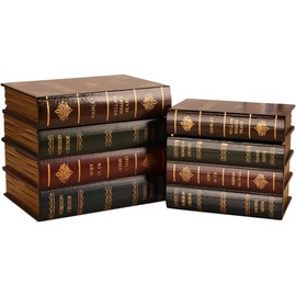 Pack of 2 False Book Box, Vintage Storage Book, Decorative Antique Book Boxes Made of Wood, Invisible Fake Books, Fake Book Decorations for Home, Library, Cafe, Hotel