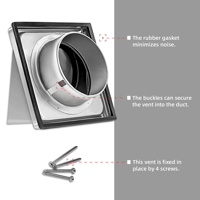 FRESH SPEED 4-Inch External Extractor Wall Vent Cushioned Non Return