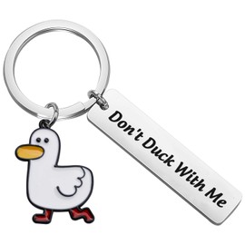 BEKECH Funny Duck Gift for Him Don’t Duck with Me Duck Theme Keychain Gift for Duck Lovers Dad Gift Husband Gift Boyfriend Gift Father’s Day Gift Duck Dad (silver don't duck me)