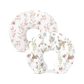 Nursing Pillow Covers 2 Pack, Breastfeeding Pillow Slipcovers Soft and Stretchy, Nursing Covers for Baby Girls Boys Newborn (06-Deer)