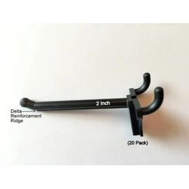 ProCraft Brand (20 Pack) 2 Inch Black Plastic Peg Hooks for 1/8" to 1/4" Pegboard (Made in USA)