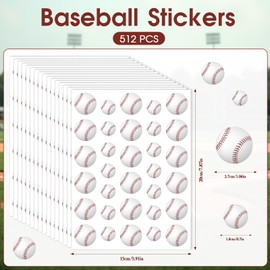 JULMELON 512Pcs Baseball Stickers for Kids, Water-Repellent Sports Stickers for Boys Girls Self-Adhesive Baseball Helmet Stickers for Water Bottles Scrapbooks Baseball Sports Theme Party Supplies