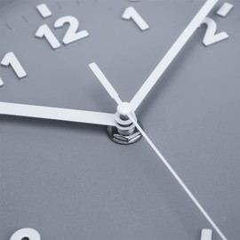 Topkey 8 Inch Round Quiet Wall Clock Easy Read Big Numbers Kitchen Modern Non-Ticking Decorative Wall Clock for Bedroom Office School- Grey