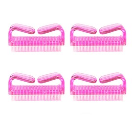 4 Pieces Nail Cleaning Brush, Plastic Handle, Cleaning Brush, Fingernail Brushes, Nail Manicure, Dust Brush for DIY Home and Salon (Pink)