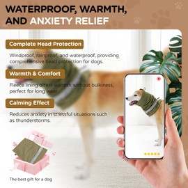 Kercynar Dog Ear Covers Waterproof for Bath, Thunderstorms, Dog Anxiety Relief Hat, Dog Windproof Reducing Noise Hat, Warm Dog Ear Cover Winter Hat