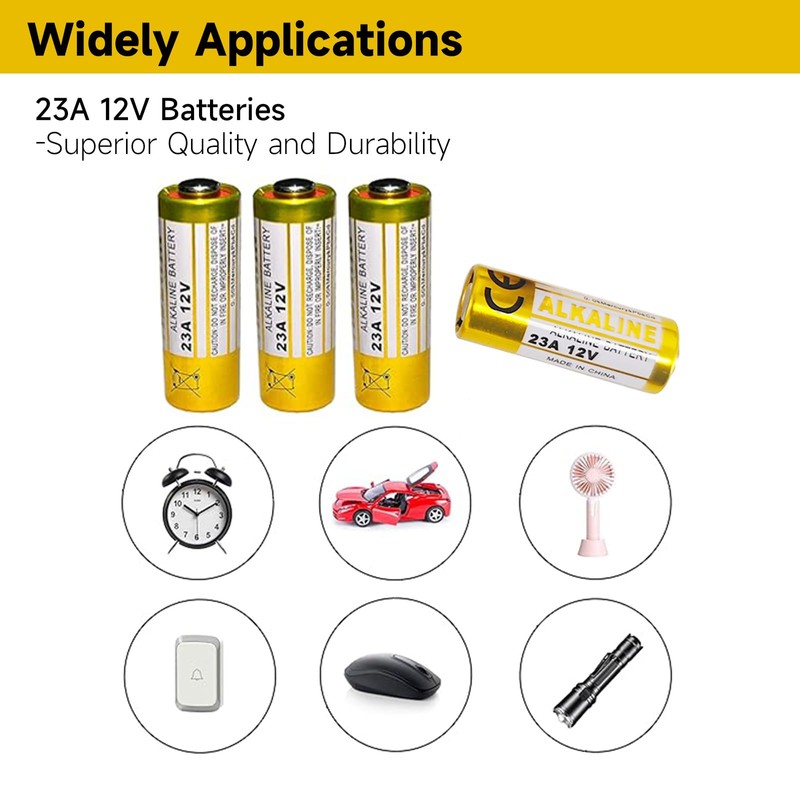 23A 12V Alkaline Batteries, 10 Pack, Compatible with Doorbells and