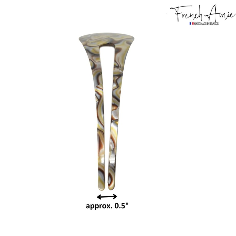 French Amie Grace Long Onyx Grey Large Handmade Cellulose Acetate