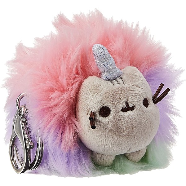 GUND Pusheen Rainbow Unicorn Cat Plush Pom Deluxe Keychain, 4"