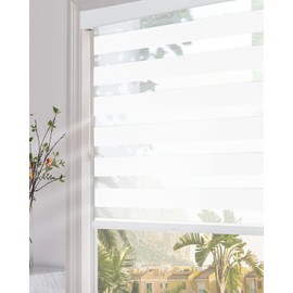 Persilux Blackout Zebra Blinds for Windows (15" W x 47" H, White) Cordless Zebra Shades for Indoor Windows, Sheer Shades Thermal Insulated Blinds with Upgraded Cassette, Roller Window Shades for Home