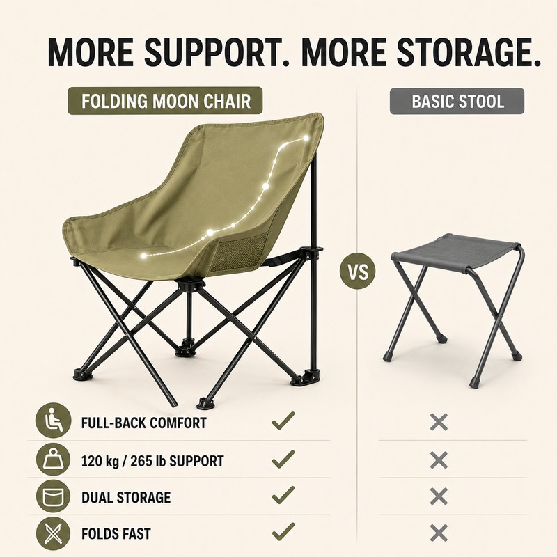 Portable Folding Moon Camping Chair with Carry Bag, 600D Oxford
