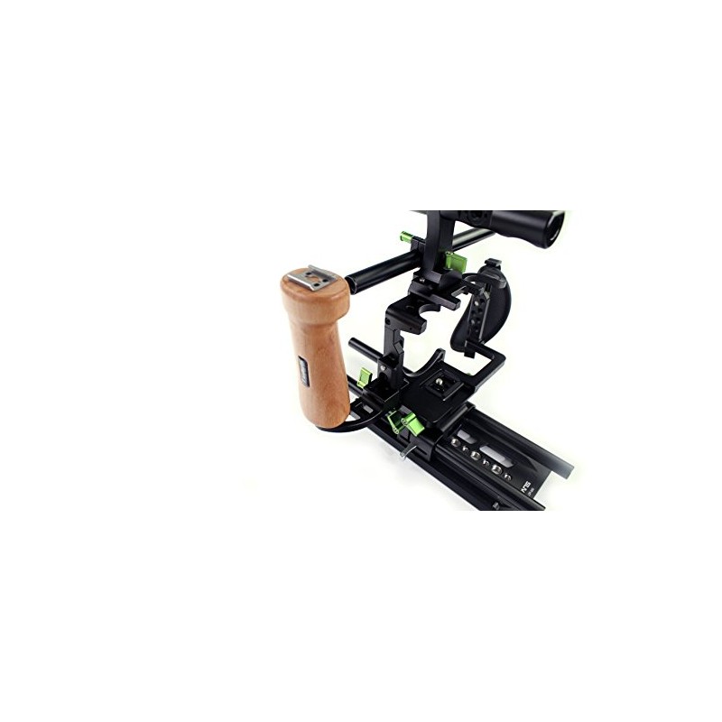 Lanparte Wooden Left Handle with NATO Rail for Camera Cages