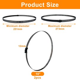 Litoexpe 10 Inch Stainless Steel Worm Gear Hose Clamp 2 Pcs, Adjustable 241-267mm Size Range, Fuel Line Clamp for Plumbing Automotive and Mechanical Application (Black)