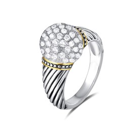 UNY Ring Twisted Cable Wire Designer Inspired Fashion Brand David Vintage Ball Shape Antique Women Jewelry Gift (White, 6)