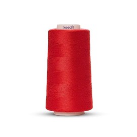 Keedil All Purpose Polyester Serger Sewing Thread - 3000 Yard Spool (Red)