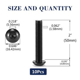 3/8-16 x 2 Button Head Socket Cap Bolts Screws, 10Pcs 304 Stainless Steel 18-8, Allen Hex Drive, Black Oxide by SG TZH(with Hex Spanner)