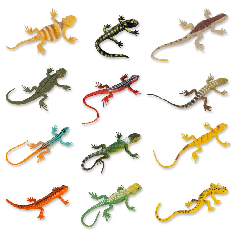 12pcs Realistic Lizard Model Toy Animal Figures Educational Reptile Model