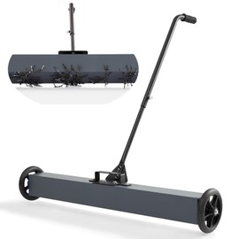 Towallmark 36-Inch Magnetic Sweeper with Wheels, Rolling Magnetic Sweeper Quick Release Latch & Adjustable Long Handle, Magnetic Pickup Tool to Pick Up Nails, 50 LBS Capacity