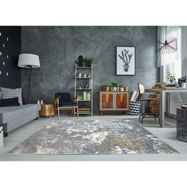 Persian Rugs 6490 Turquoise 4 x 5 Abstract Modern Area Rug