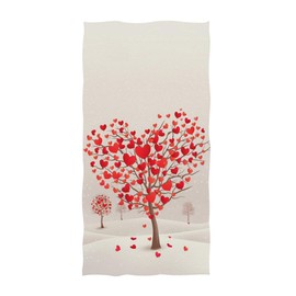 Naanle Fashion Heart Shaped Trees Print Mother's Day Valentine's Day Wedding Soft Guest Hand Towels Multipurpose for Bathroom, Hotel, Gym and Spa (16" x 30",Beige Pink)