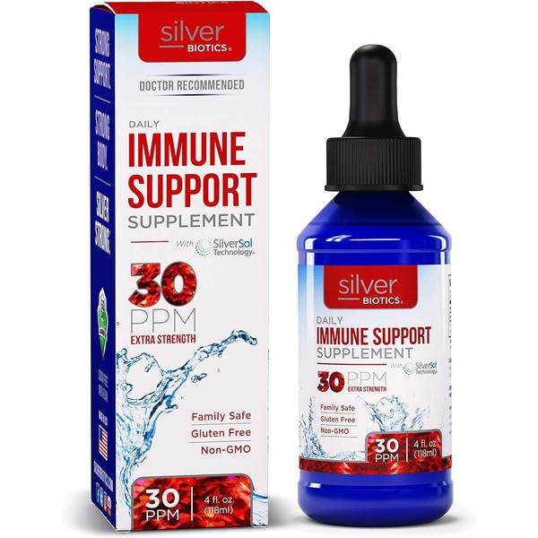 Silver Biotics Colloidal Nano SilverSol Liquid 30 PPM Immune Support | Bio-Hacking Immune Building Natural Support | 4 oz. Dropper