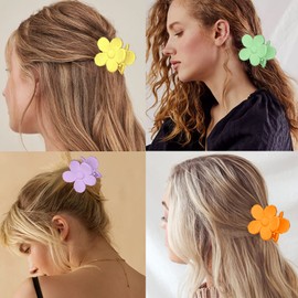 15 PCS Small Hair Claw Clips Cute Flower Hair Clips – 1.49 Inch Jaw Clips for Women Girls Thin/Medium/Thick Hair, 15 Colors Nonslip Strong Hold Hair Clamps Catch Barrettes Hair Accessories
