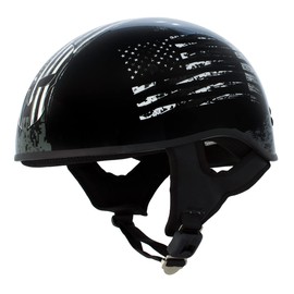 Milwaukee Leather Hot Leathers HLD1043 Gloss Black 'Black and White Warrior Bullet' Advanced DOT Skull Half Helmet for Men and Women - Medium