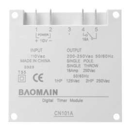 Baomain Time Switch Relay,Digital LCD Programmable Timer,110V AC Input,200-250V 16A Output,28 Programs Daily/Weekly Schedule,CN101A for Lighting and Equipment Control