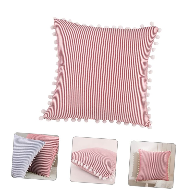 CHILDWEET Soft Stripe Throw Pillow Cover Creative Red Striped Design