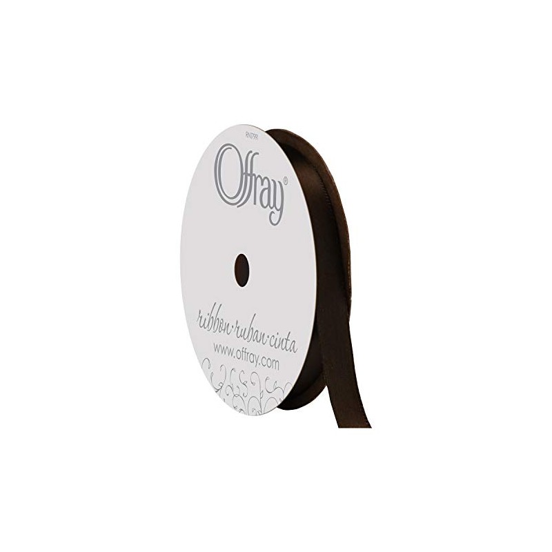 Offray Single Face Satin Craft Ribbon, 3/8-Inch x 18-Feet, Brown