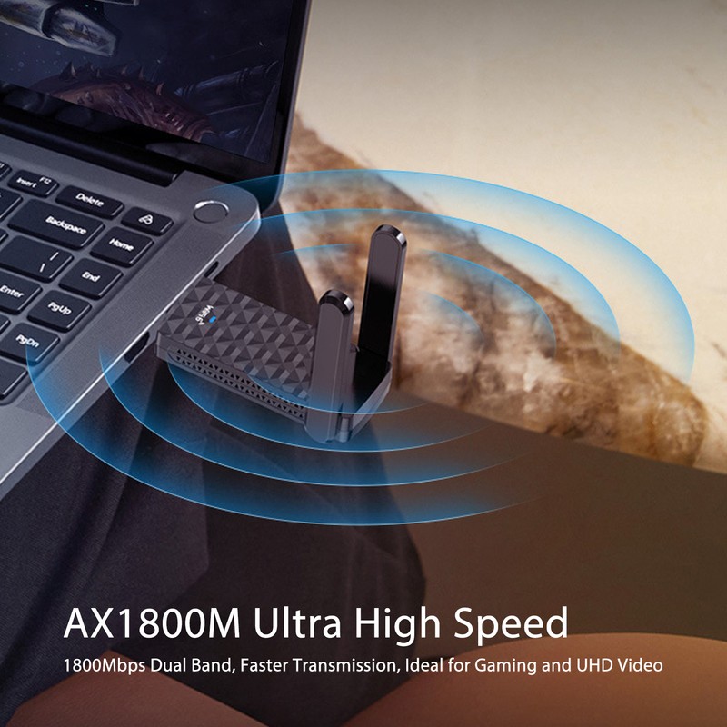 WiFi 6 Adapter AX1800M 5Ghz/2.4Ghz USB3.0 High Gain Antenna Plug
