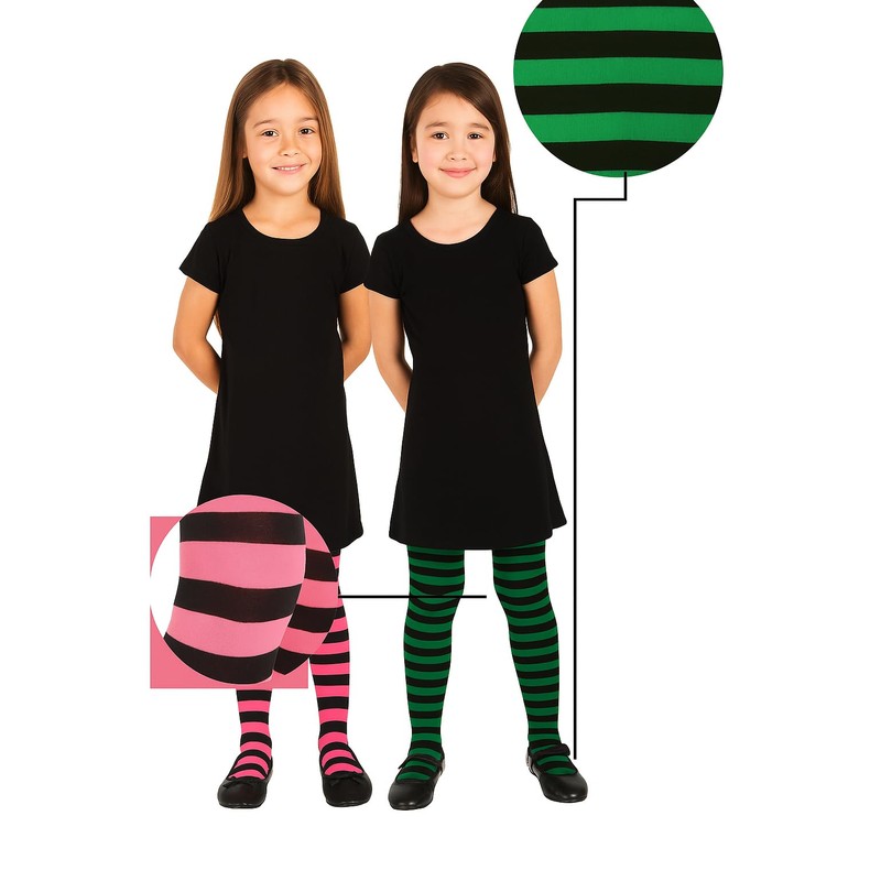 MYSASI Children's Striped Tights Size. 6-8 years. Red and Black.