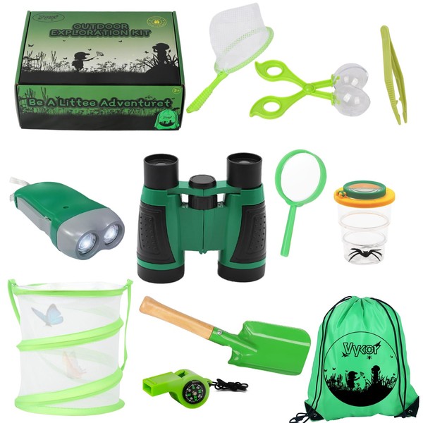 Children Toys Outdoor Explorer Kit Bug Hunting Kits for Children Explorer Accessories Kids Binoculars Toy Set Bug House for Kids Christmas Educational Gifts for Kids 3-7 Year Olds Nature Zoo Keeper