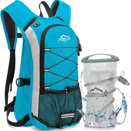 IX INOXTO Hydration Pack Backpack, Lightweight Water Backpack with 2L Leakproof Hydration Bladder Daypack for Men Women,Running Hydration Vest for Outdoor Trail Running Hiking Cycling Race Climbing - Color: Blue