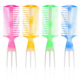 Double Sided Hair Comb, Texture Comb, Wide Tooth Detangling Comb for Men and Women, Portable and Lightweight, Durable ABS Material, Black, 4 Color