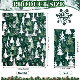 100 Pcs Christmas Tree Guest Napkins 3-Ply Green Christmas Forest Paper Napkins Disposable Watercolor Tree Hand Napkin Towel for Home Kitchen Xmas Parties Dinners Decorative (Green Christmas Tree)