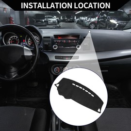 Hihaha Dash Cover for Mitsubishi Lancer EX 2008-2017 / Center Console Dashboard Cover/Non-Slip/Suede / 1 Pcs Black